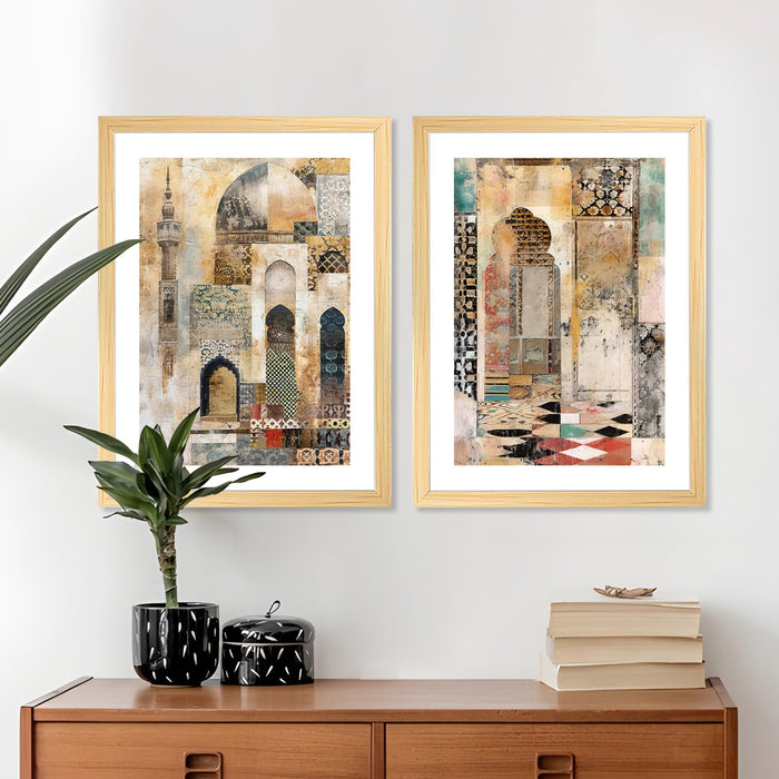 Modern Art Soft Pastel Bird Sitting on Branch Painting, Set of 2 (Brown, 13x18 Inch), Wall Paintings