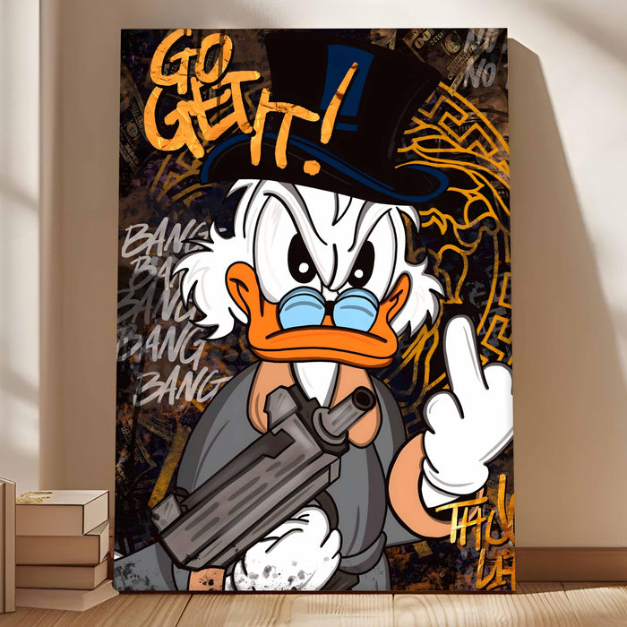 PAINTINGMANTRA Go Get It Motivational Pop Art Stretched Canvas Painting Print| Bold Hustle Graffiti Wall Art | Modern Street Style Artwork for Home & Office Décor, 56x86 cm