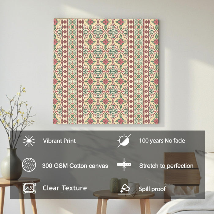 Floral Miniature Painting for Wall Decoration | Flower Canvas Wall Paintings for Living Room, Bedroom, Home and Office Decor (56x56 Cm)
