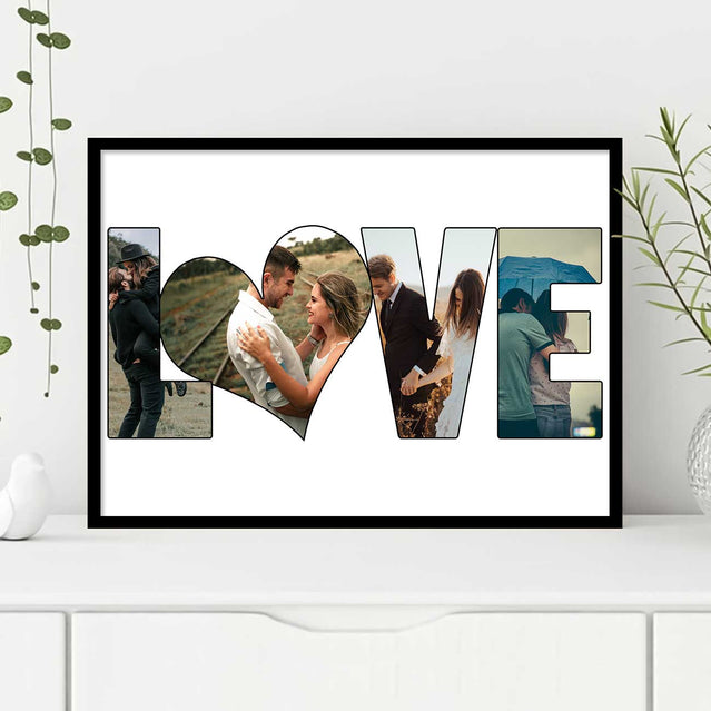 Personalized Love Photo Collage Gift for Couples, Customized Photo Collage