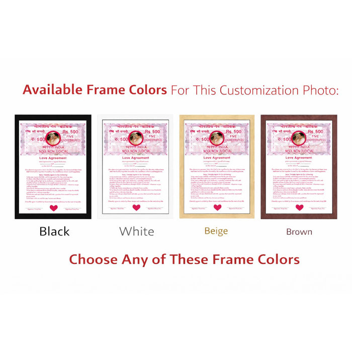 Customized Love Contract Photo Frame Non-Judicial Stamp Paper Love Agreement Certificate Romantic Couple Gift 22x32 cm