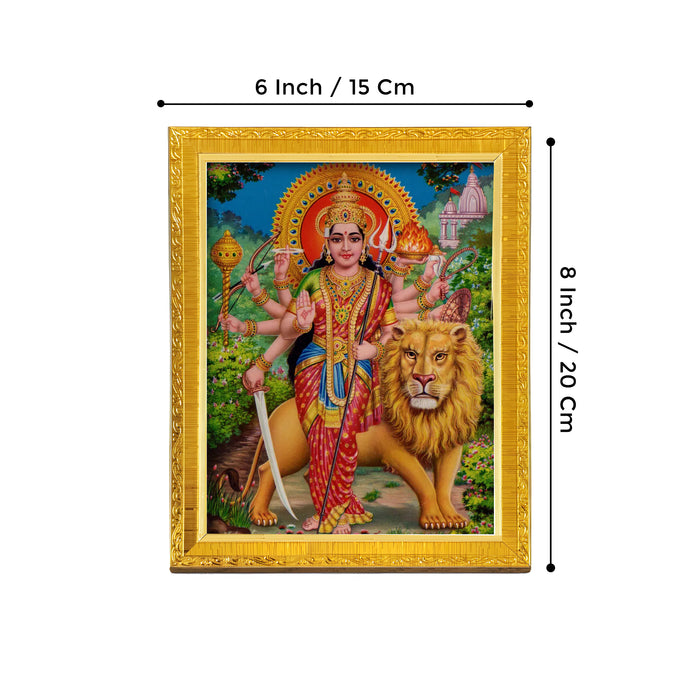 Divine Devi Navdurga and Maa Kali, Lakshmi and Saraswathi Religious Golden Photo Frame Stand able and Wall Hanging for Temple (13x18 cm)