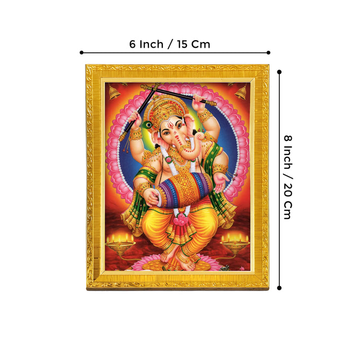 Bhagwan Shiva and Devi Parvati and Ganesh Ji Religious Golden Photo Frame Stand able and Wall Hanging for Temple (13x18 cm)