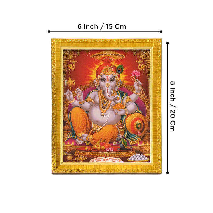 Bhagwan Shiva and Devi Parvati and Ganesh Ji Religious Golden Photo Frame Stand able and Wall Hanging for Temple (13x18 cm)