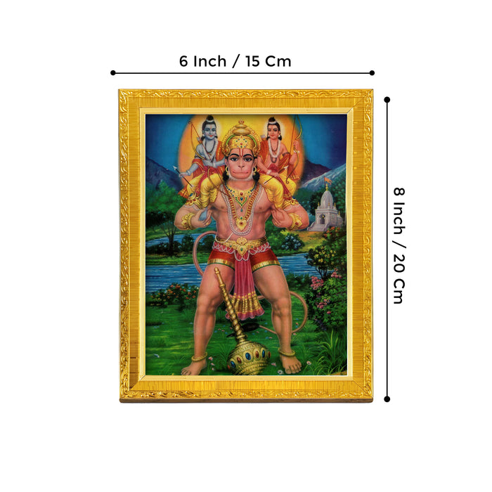 Lord Ram Lakshman Hanuman Religious Golden Photo Frame Stand able and Wall Hanging for Temple (13x18 cm)