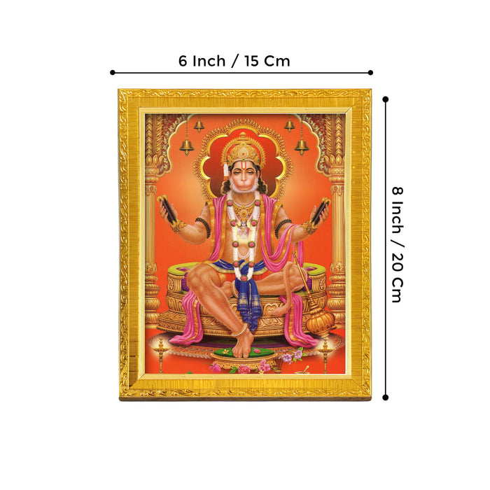 Lord Ram Lakshman Hanuman Religious Golden Photo Frame Stand able and Wall Hanging for Temple (13x18 cm)