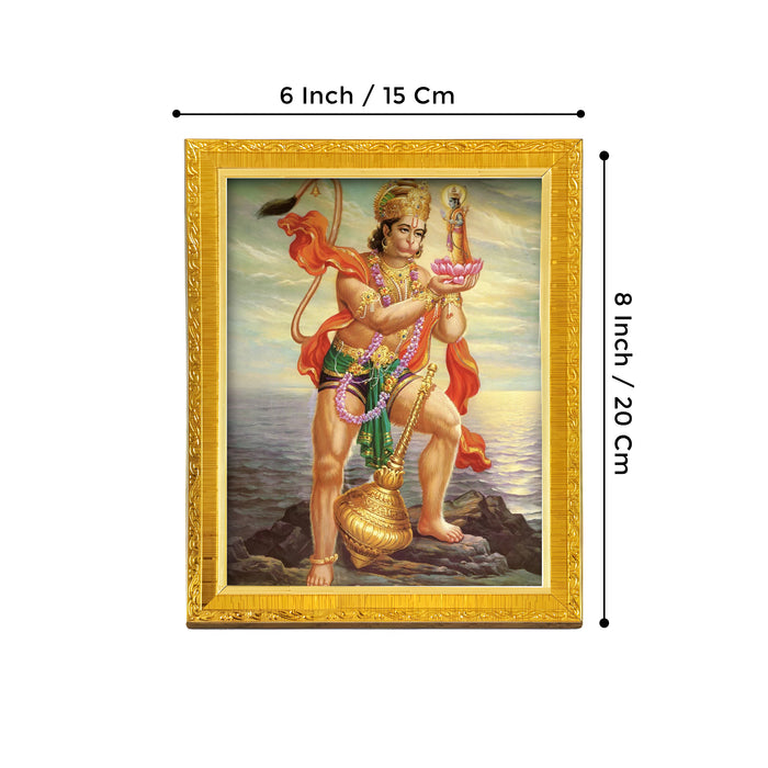 Lord Ram Lakshman Hanuman Religious Golden Photo Frame Stand able and Wall Hanging for Temple (13x18 cm)