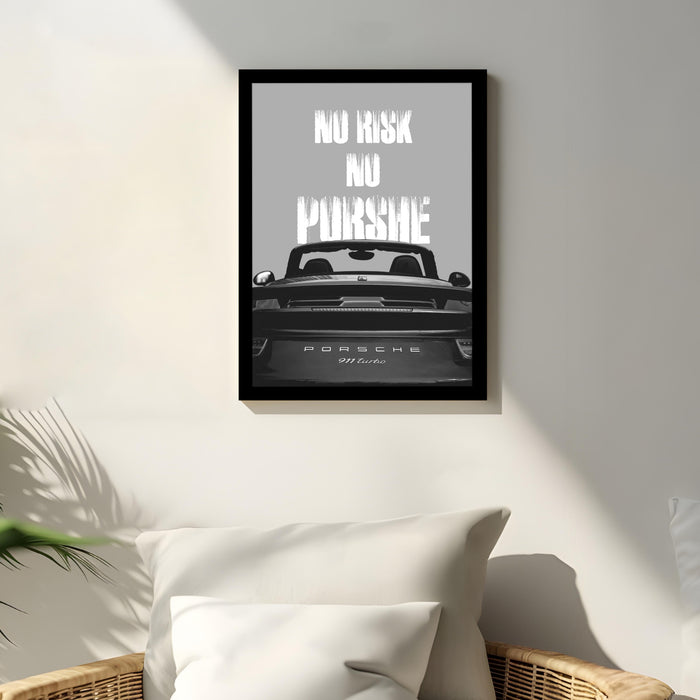 Framed Motivational Automotive Wall Art Print with Sports Car Illustration and Bold Text 32x44 cm