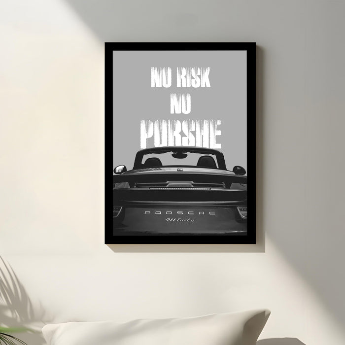 Framed Motivational Automotive Wall Art Print with Sports Car Illustration and Bold Text 32x44 cm