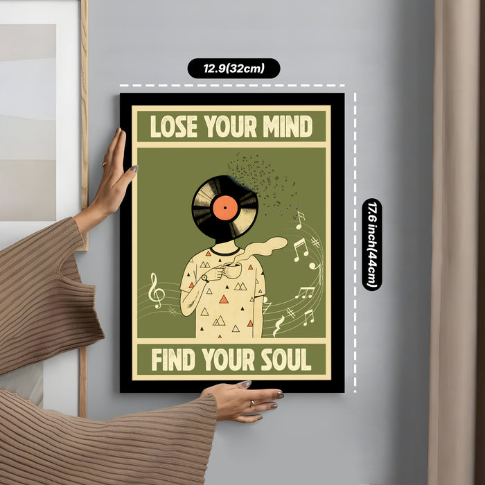 Motivational Wall Art Print with Music and Wine Poster for Home Décor, Art Prints For Home Decor 32x44 cm