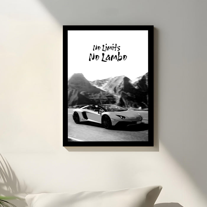 Framed Motivational Automotive Wall Art Print with Sports Car Illustration and Bold Text 32x44 cm