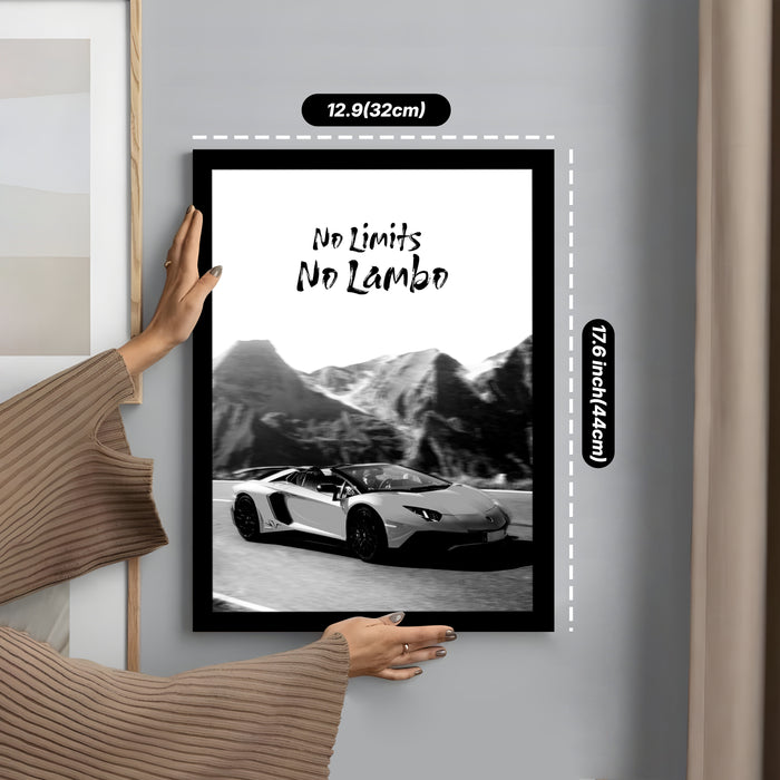 Framed Motivational Automotive Wall Art Print with Sports Car Illustration and Bold Text 32x44 cm