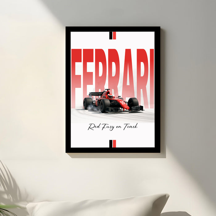 Framed Automotive Art Print F1 Car Racing Wall Art for Boys and Mans Room Car Racing Fan 32x44 cm