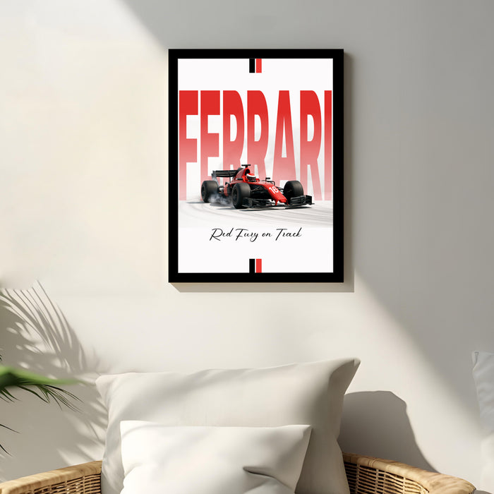 Framed Automotive Art Print F1 Car Racing Wall Art for Boys and Mans Room Car Racing Fan 32x44 cm