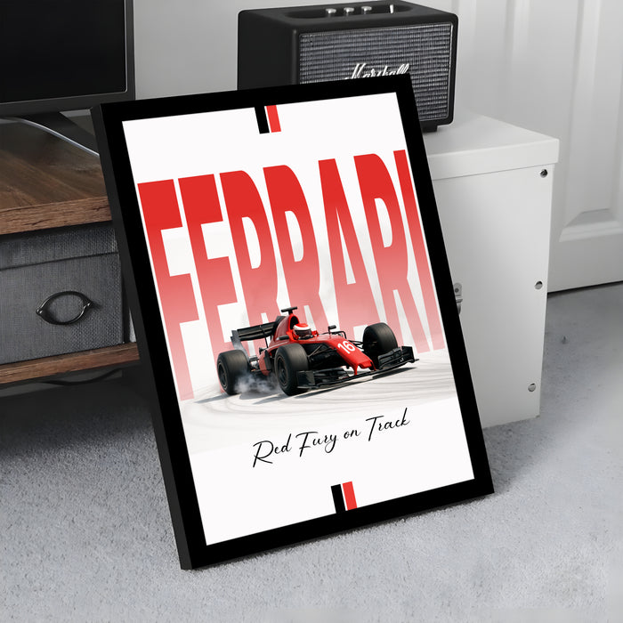 Framed Automotive Art Print F1 Car Racing Wall Art for Boys and Mans Room Car Racing Fan 32x44 cm