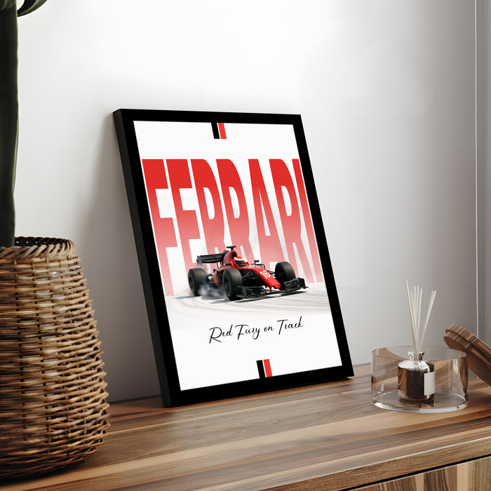 Framed Automotive Art Print F1 Car Racing Wall Art for Boys and Mans Room Car Racing Fan 32x44 cm