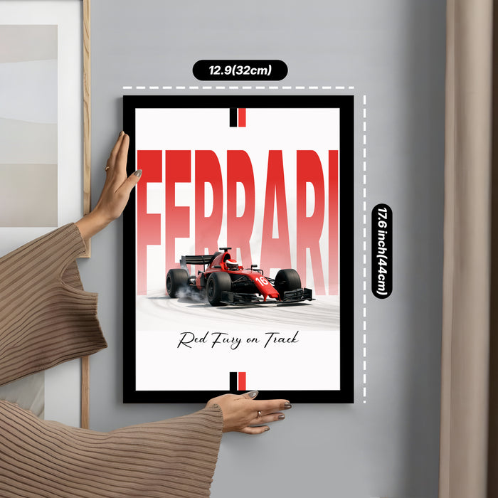 Framed Automotive Art Print F1 Car Racing Wall Art for Boys and Mans Room Car Racing Fan 32x44 cm