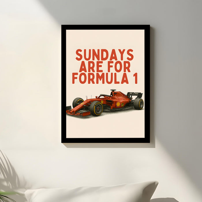 Framed Automotive Art Print F1 Car Racing Wall Art for Boys and Mans Room Car Racing Fan 32x44 cm