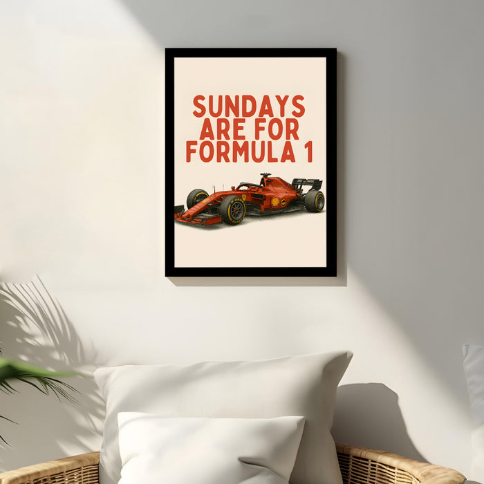 Framed Automotive Art Print F1 Car Racing Wall Art for Boys and Mans Room Car Racing Fan 32x44 cm