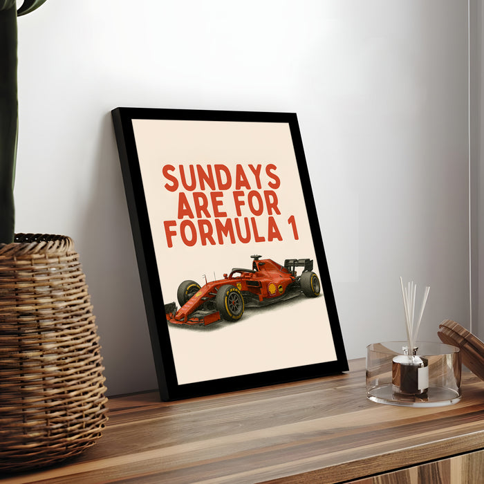 Framed Automotive Art Print F1 Car Racing Wall Art for Boys and Mans Room Car Racing Fan 32x44 cm