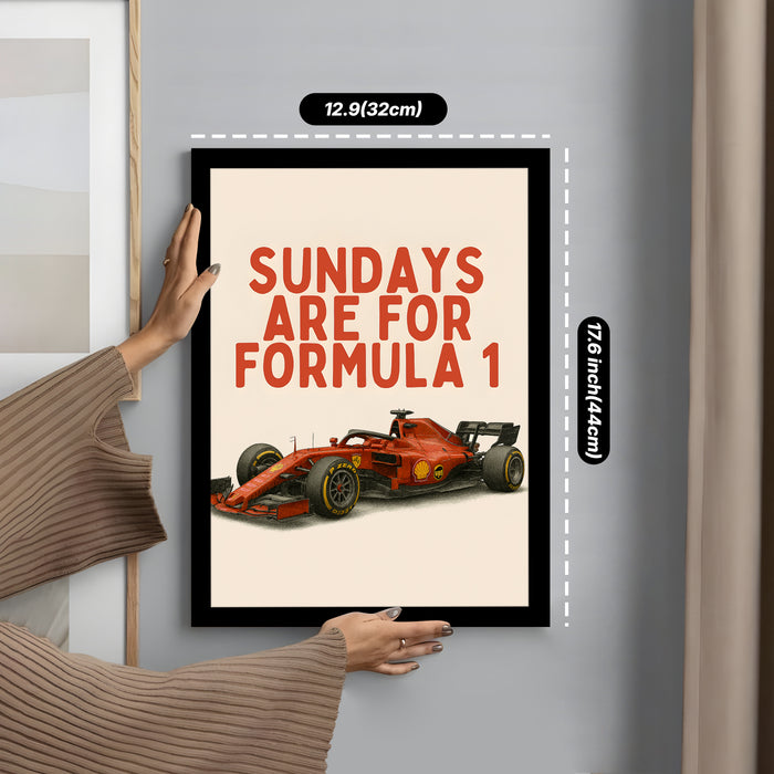 Framed Automotive Art Print F1 Car Racing Wall Art for Boys and Mans Room Car Racing Fan 32x44 cm