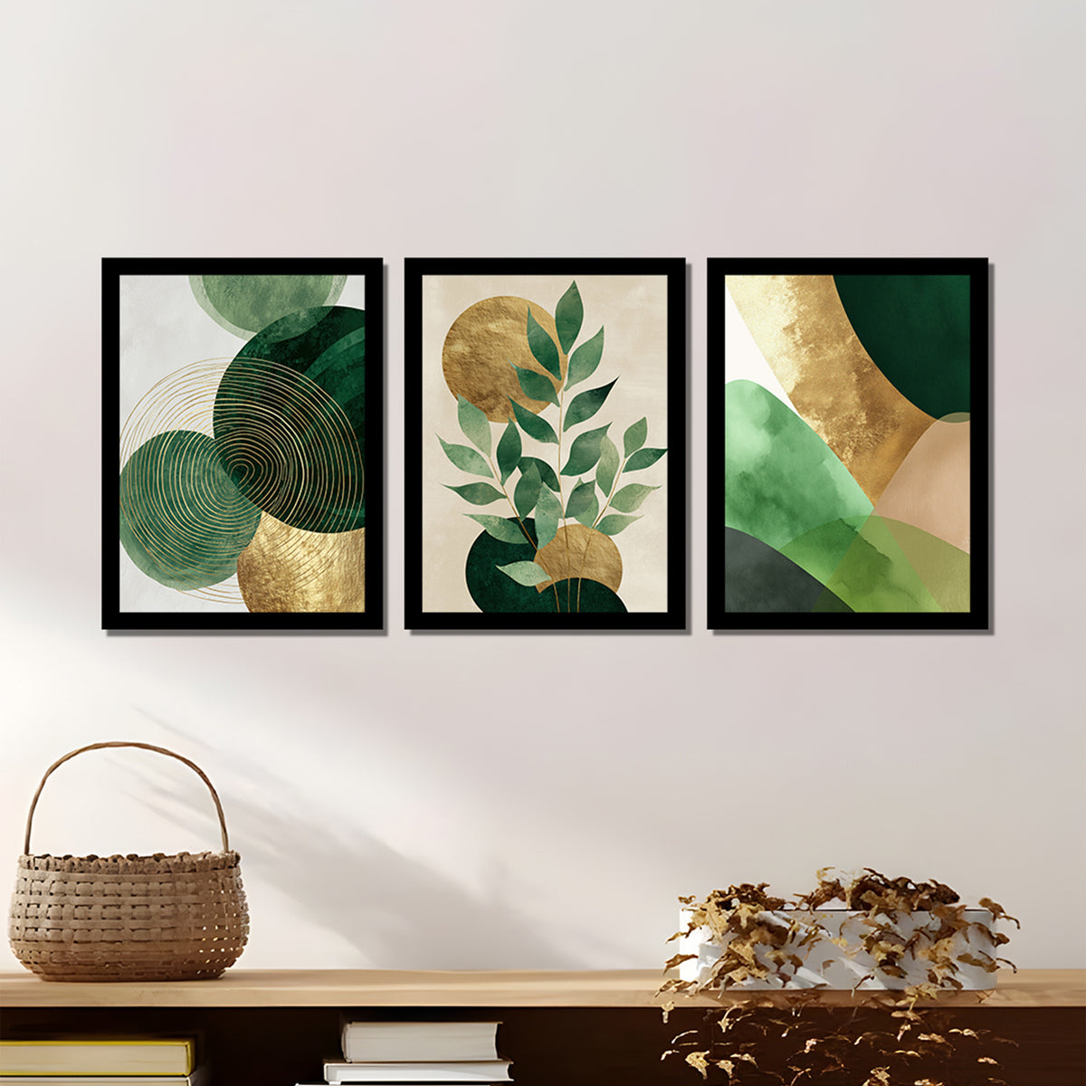 Abstract Multicolor Botanical Floral Framed Wall Art Set of 3 Modern M ...