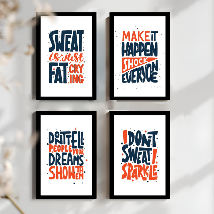 Motivational Quotes Life is Too Short To Wait Art Prints (Set Of 4, (A4) 8x12 Inch)