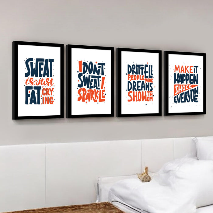 Motivational Quotes Life is Too Short To Wait Art Prints (Set Of 4, (A4) 8x12 Inch)