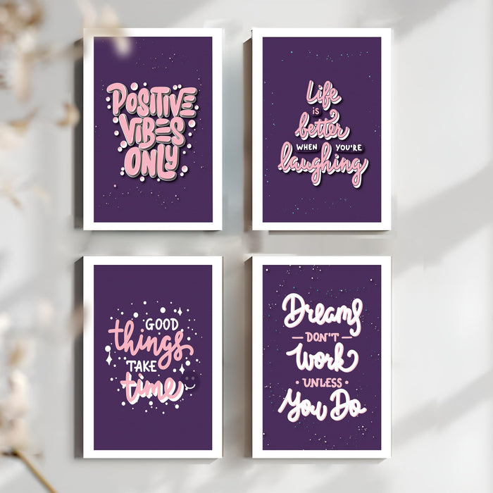 Motivational Quotes Life is Too Short To Wait Art Prints (Set Of 4, (A4) 8x12 Inch)