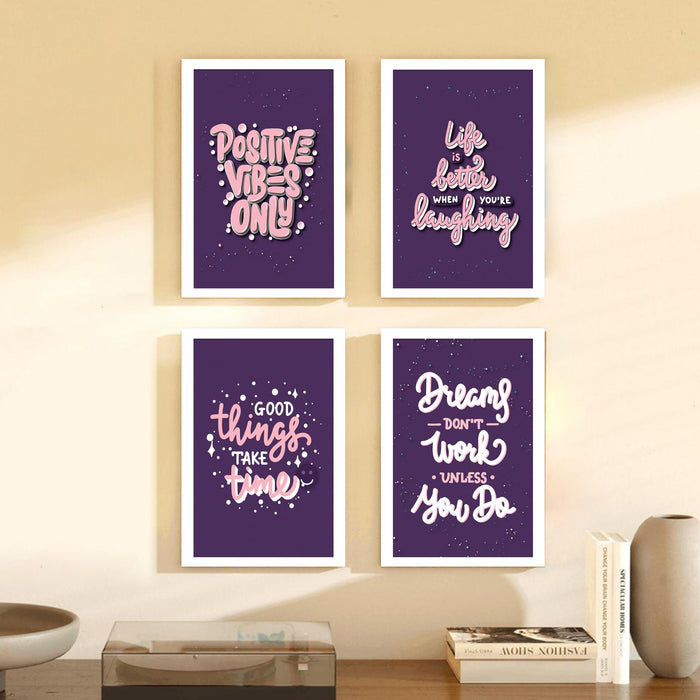 Motivational Quotes Life is Too Short To Wait Art Prints (Set Of 4, (A4) 8x12 Inch)