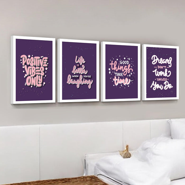 Motivational Quotes Life is Too Short To Wait Art Prints (Set Of 4, (A4) 8x12 Inch)