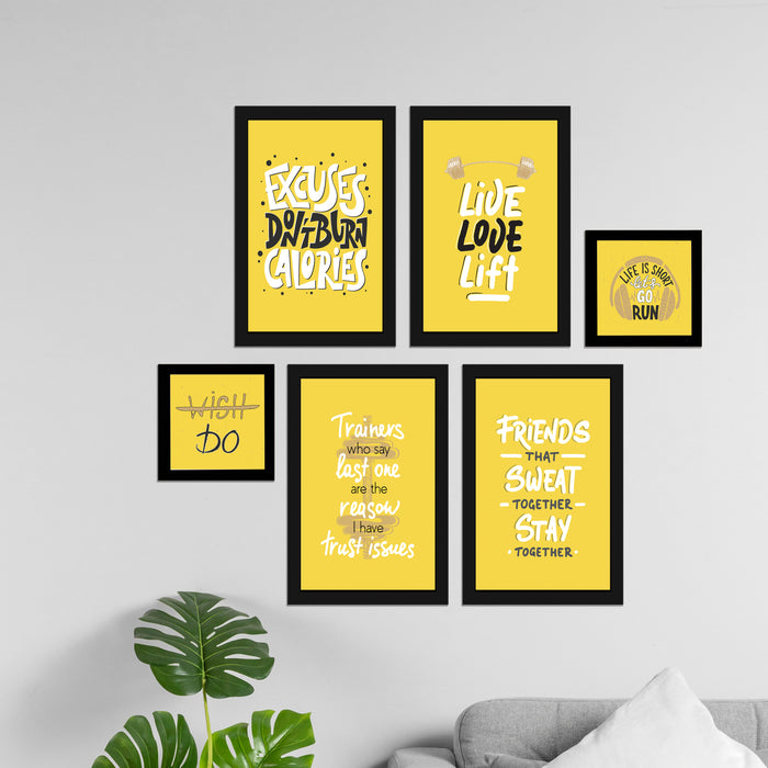 Art Street Gym Motivational Quotes Art Prints ( Set Of 6, 5x5, (A4) 8x12 Inch)