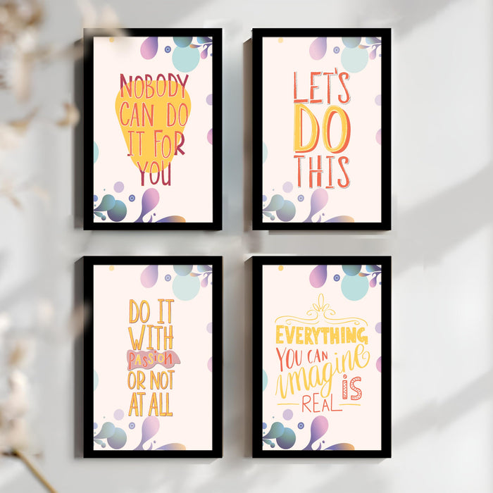 Motivational Quotes Life is Too Short To Wait Art Prints (Set Of 4, (A4) 8x12 Inch)