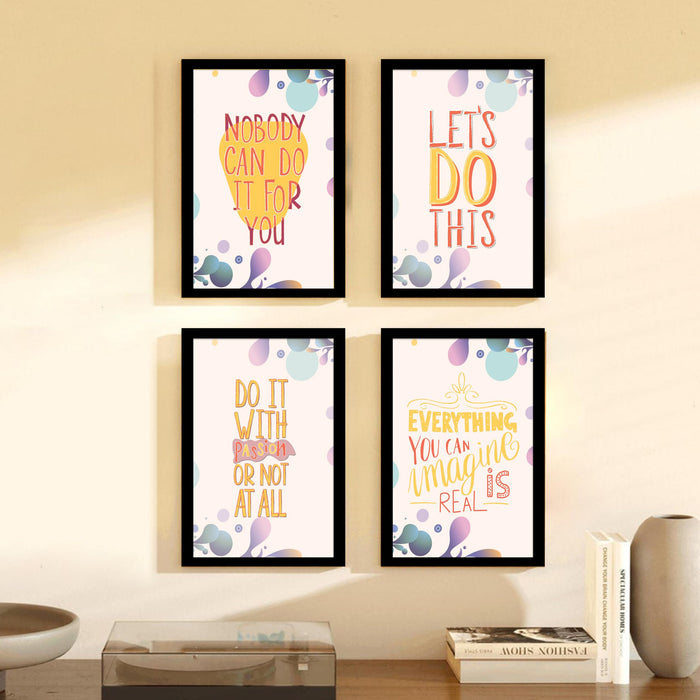 Motivational Quotes Life is Too Short To Wait Art Prints (Set Of 4, (A4) 8x12 Inch)