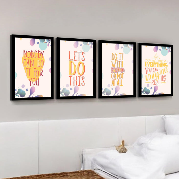 Motivational Quotes Life is Too Short To Wait Art Prints (Set Of 4, (A4) 8x12 Inch)