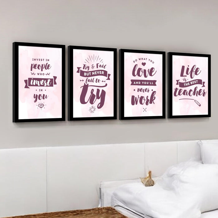 Motivational Quotes Life is Too Short To Wait Art Prints (Set Of 4, (A4) 8x12 Inch)