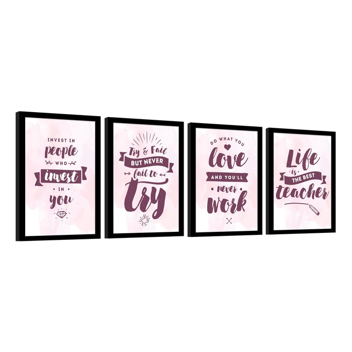 Motivational Quotes Life is Too Short To Wait Art Prints (Set Of 4, (A4) 8x12 Inch)