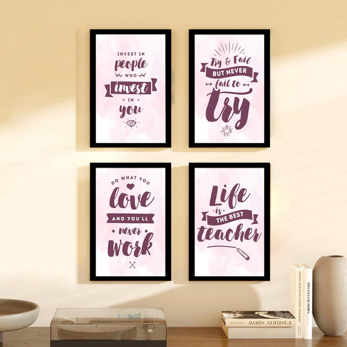 Motivational Quotes Life is Too Short To Wait Art Prints (Set Of 4, (A4) 8x12 Inch)