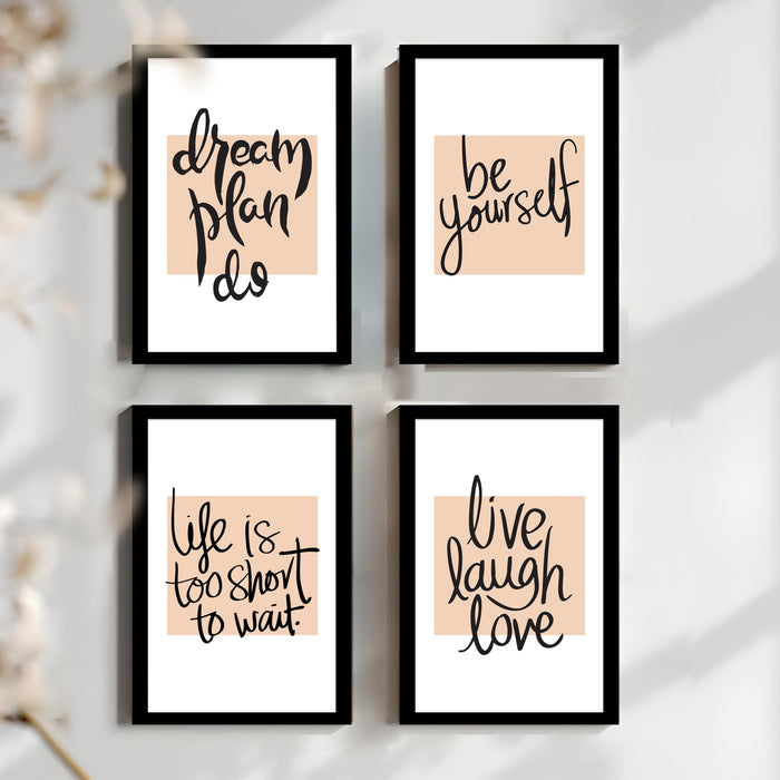 Motivational Quotes Life is Too Short To Wait Art Prints (Set Of 4, (A4) 8x12 Inch)