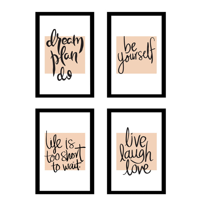Motivational Quotes Life is Too Short To Wait Art Prints (Set Of 4, (A4) 8x12 Inch)