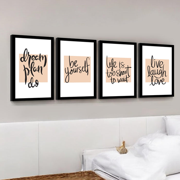 Motivational Quotes Life is Too Short To Wait Art Prints (Set Of 4, (A4) 8x12 Inch)