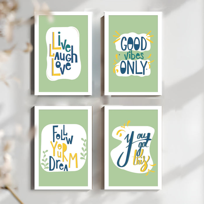 Motivational Quotes Life is Too Short To Wait Art Prints (Set Of 4, (A4) 8x12 Inch)
