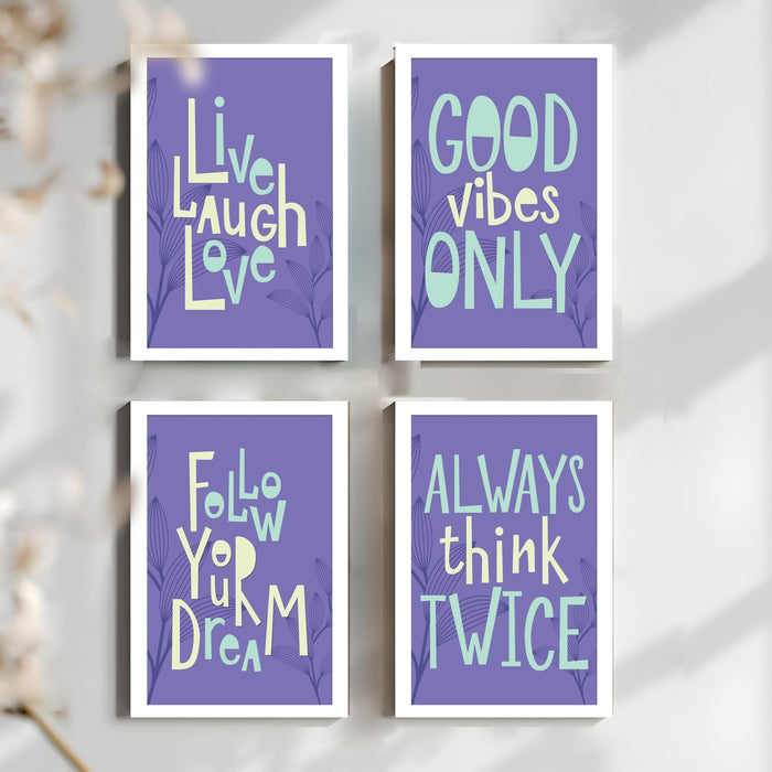 Motivational Quotes Life is Too Short To Wait Art Prints (Set Of 4, (A4) 8x12 Inch)