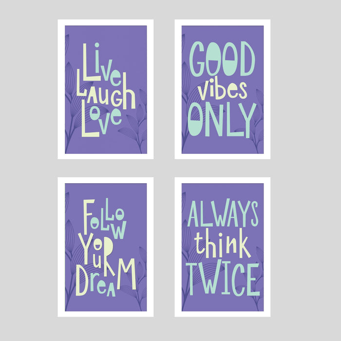 Motivational Quotes Life is Too Short To Wait Art Prints (Set Of 4, (A4) 8x12 Inch)