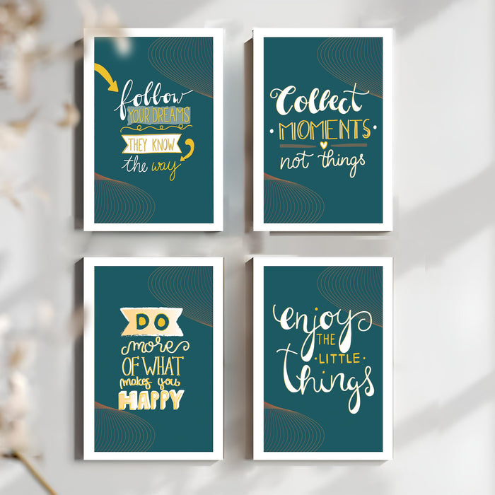 Motivational Quotes Life is Too Short To Wait Art Prints (Set Of 4, (A4) 8x12 Inch)