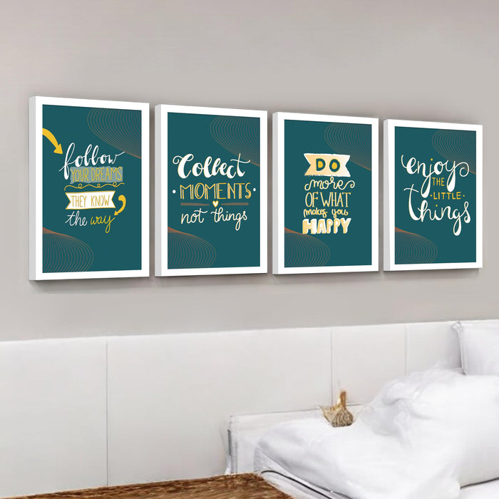Motivational Quotes Life is Too Short To Wait Art Prints (Set Of 4, (A4) 8x12 Inch)