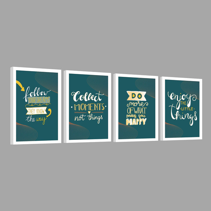 Motivational Quotes Life is Too Short To Wait Art Prints (Set Of 4, (A4) 8x12 Inch)