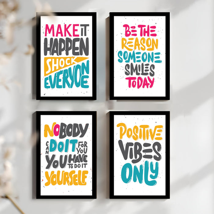 Motivational Quotes Life is Too Short To Wait Art Prints (Set Of 4, (A4) 8x12 Inch)