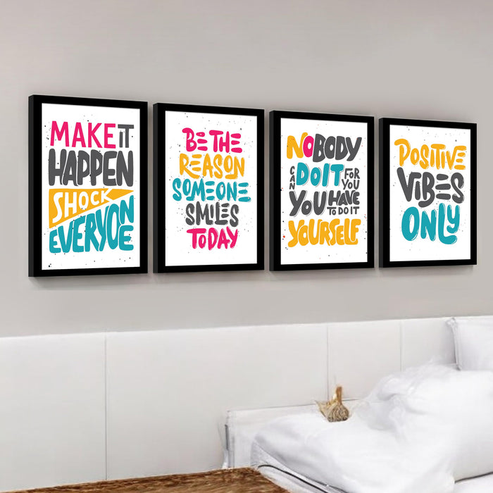 Motivational Quotes Life is Too Short To Wait Art Prints (Set Of 4, (A4) 8x12 Inch)