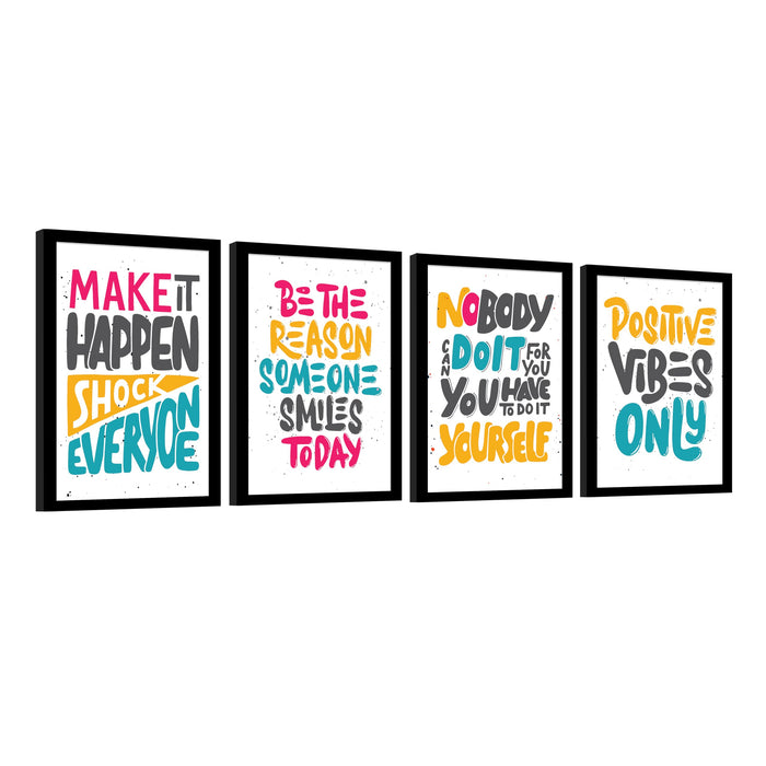 Motivational Quotes Life is Too Short To Wait Art Prints (Set Of 4, (A4) 8x12 Inch)